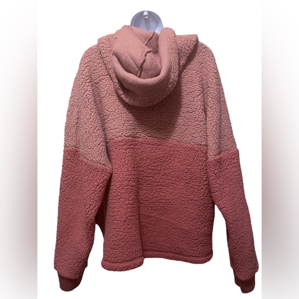 PINK Victoria’s Secret Womens XL Sherpa Fleece Pullover Quarter Zip Hoodie - Picture 6 of 10